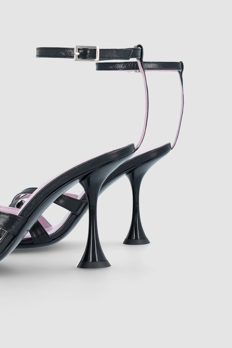 Juliette Black Creased Leather Sandal 4