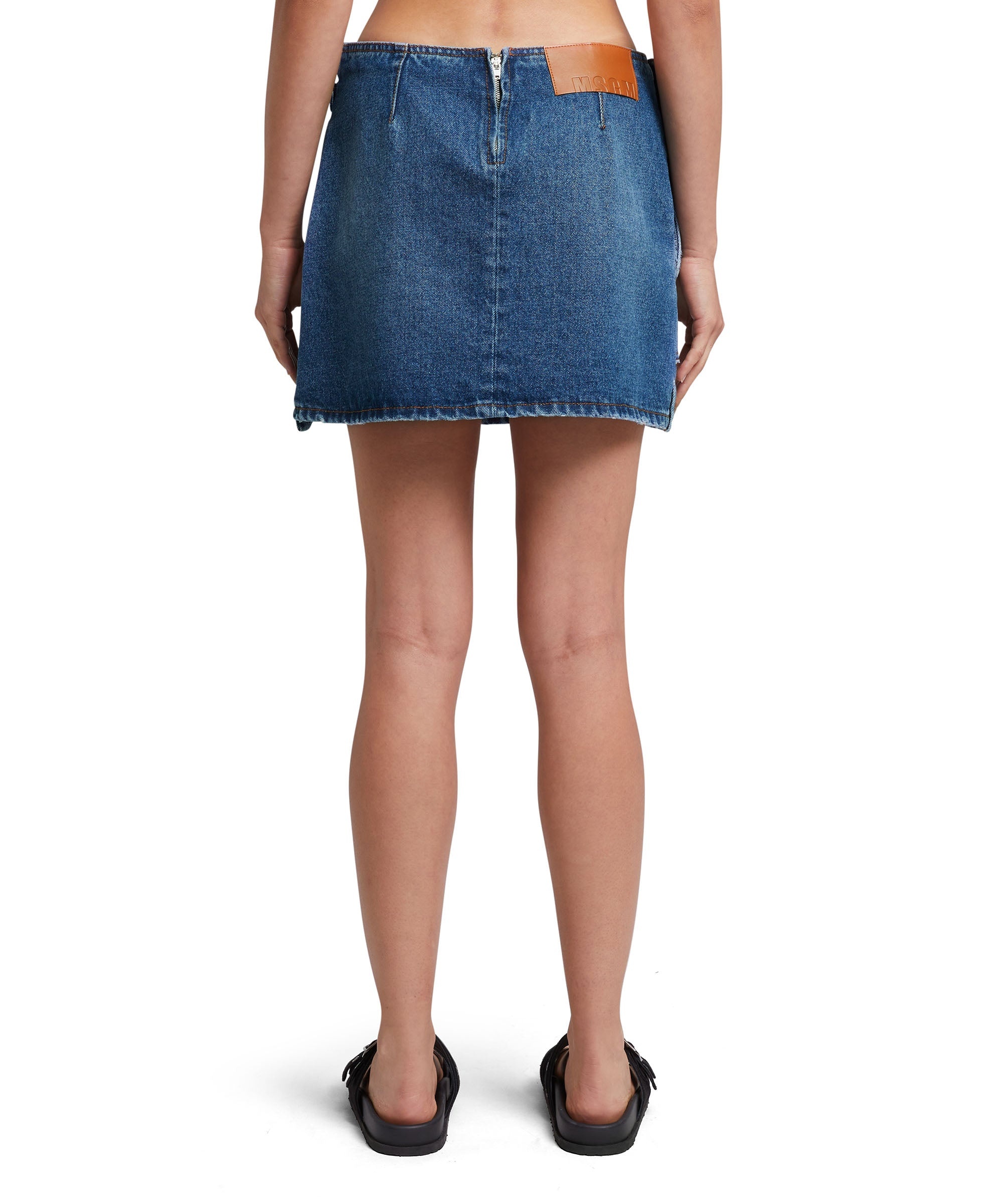 Blue denim pocketed mini skirt - 3