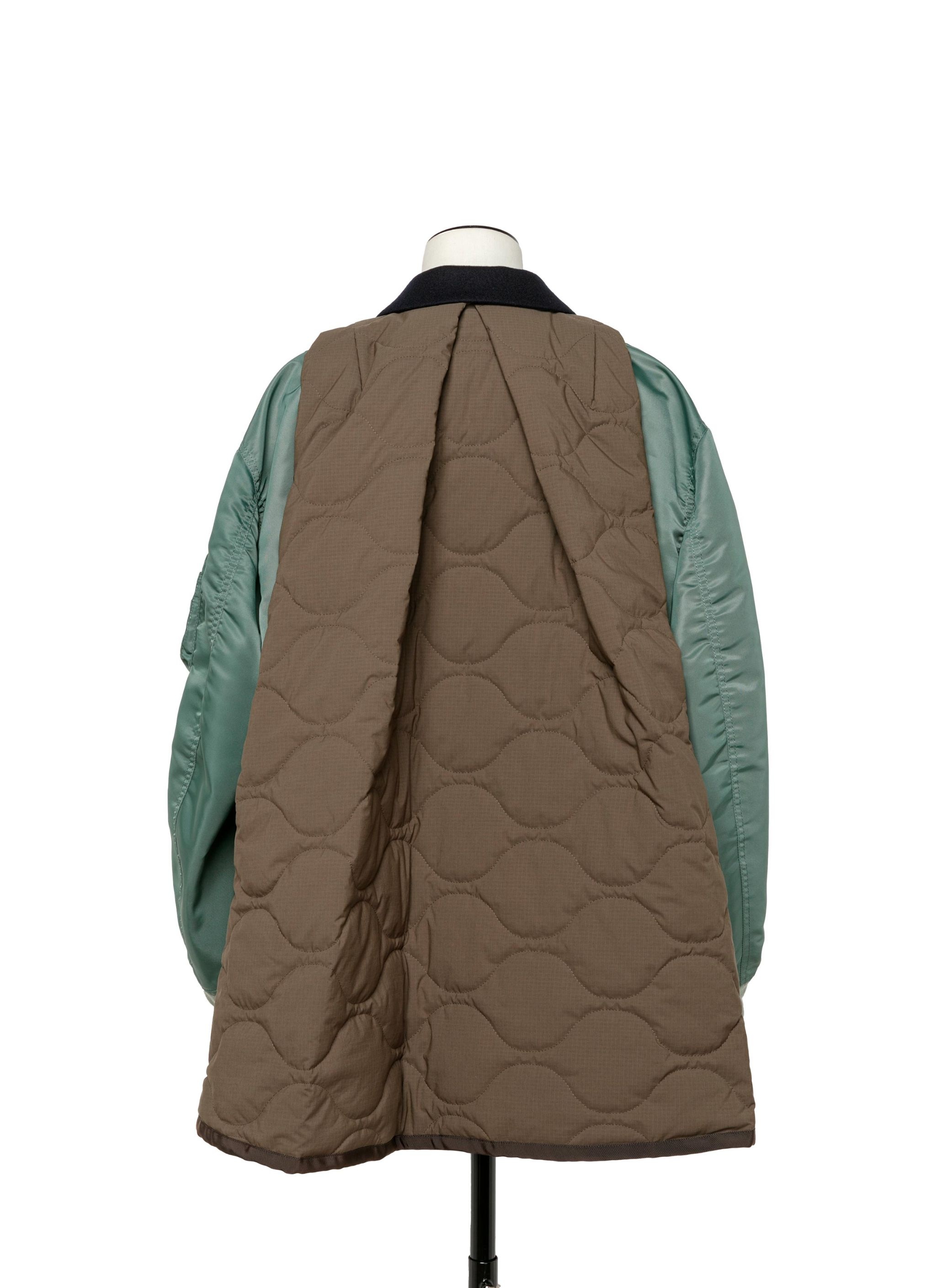 Wool Melton x Nylon Twill Quilted Coat - 3