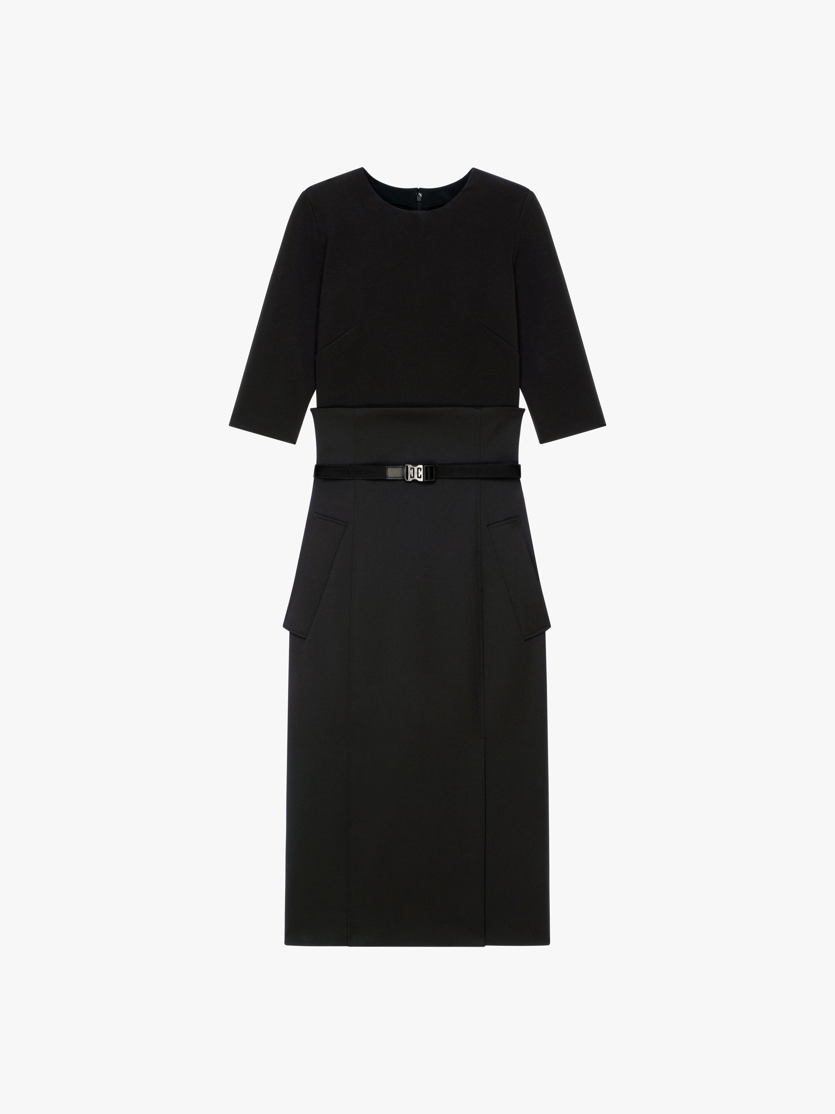 DRESS IN TECHNICAL WOOL WITH 4G BELT - 1