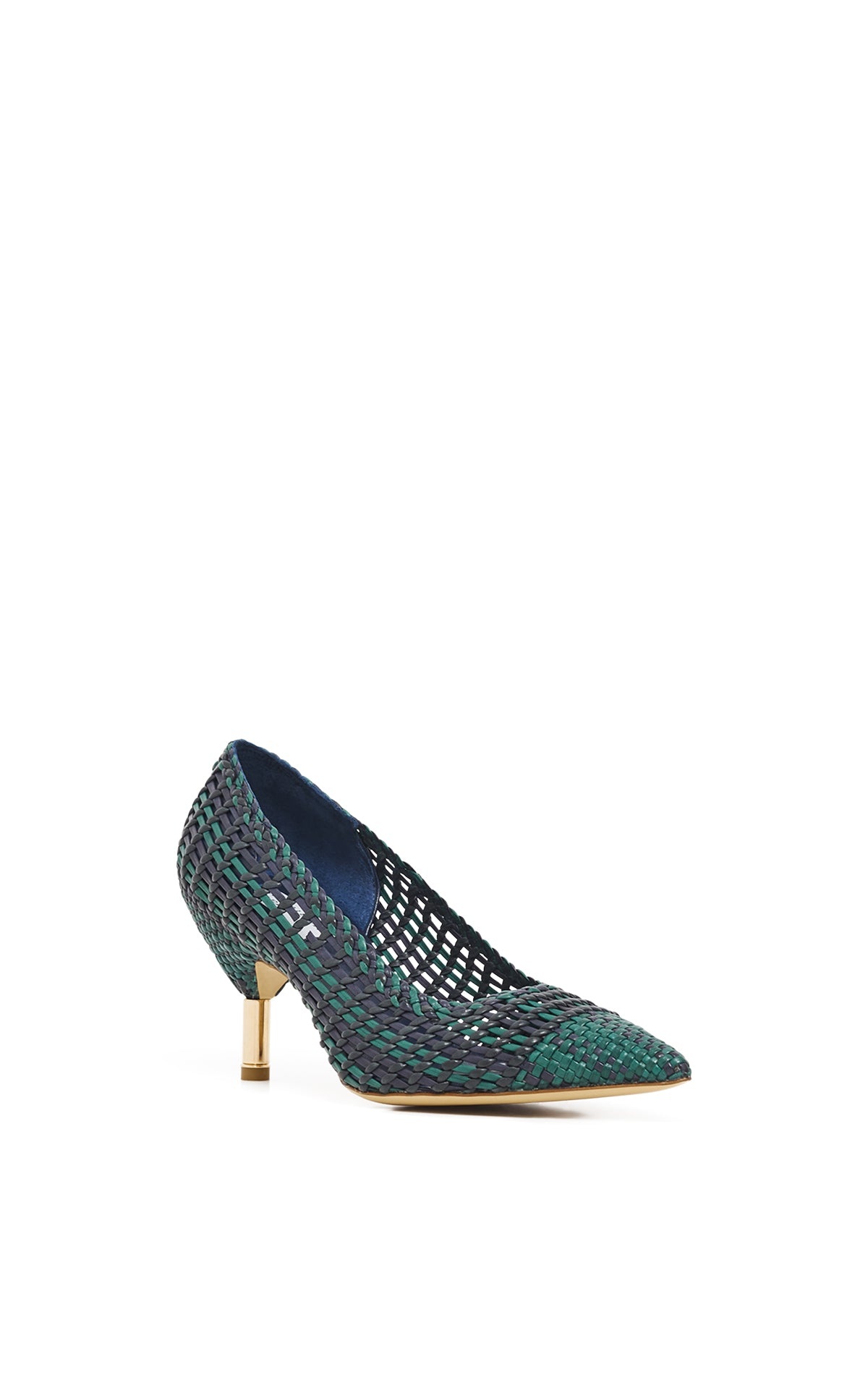 Andres Braided Pump in Navy Multi Leather - 2