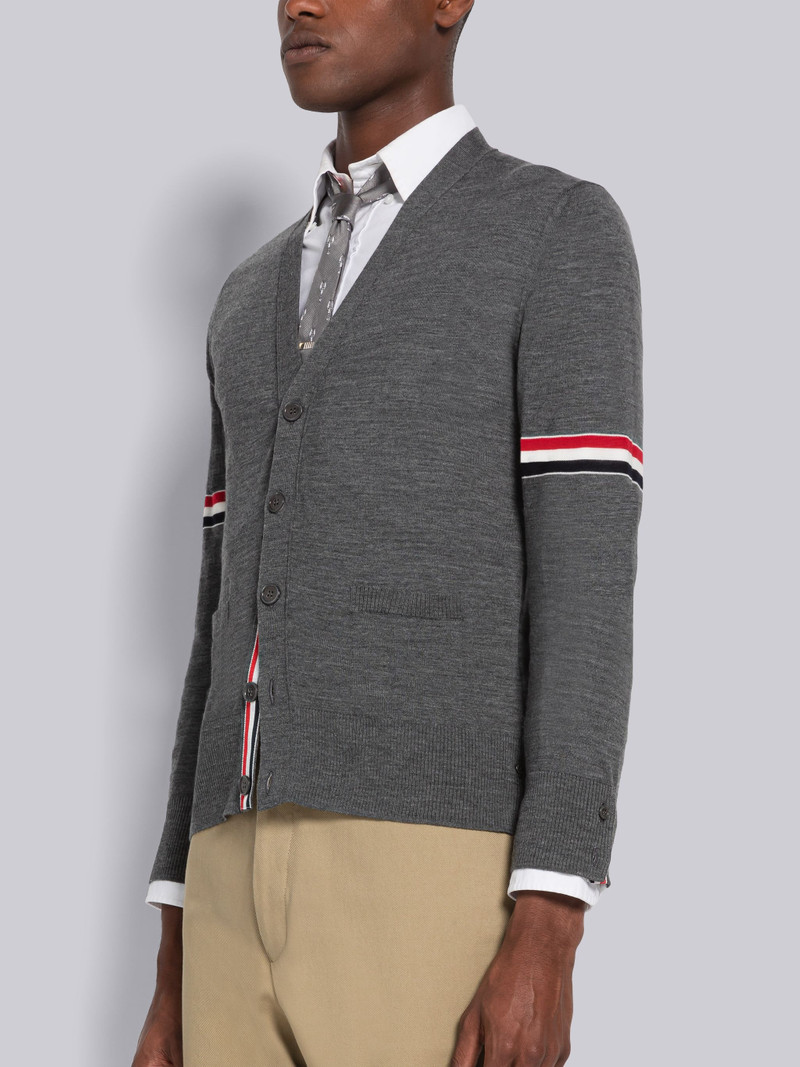 Thom Browne Fine Merino Stripe Relaxed V-Neck Cardigan outlook