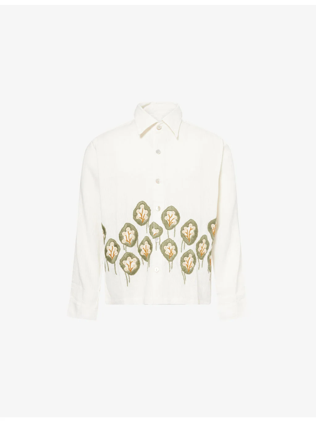 Hand-Embroidered Box Cotton Shirt - 1