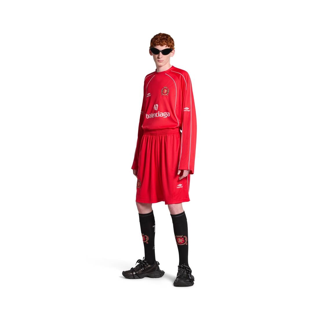 Men's Soccer Baggy Shorts in Red/white - 2