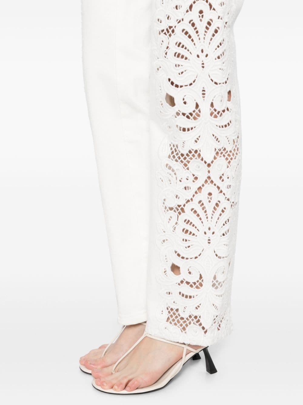 embroidered cotton jeans - 5