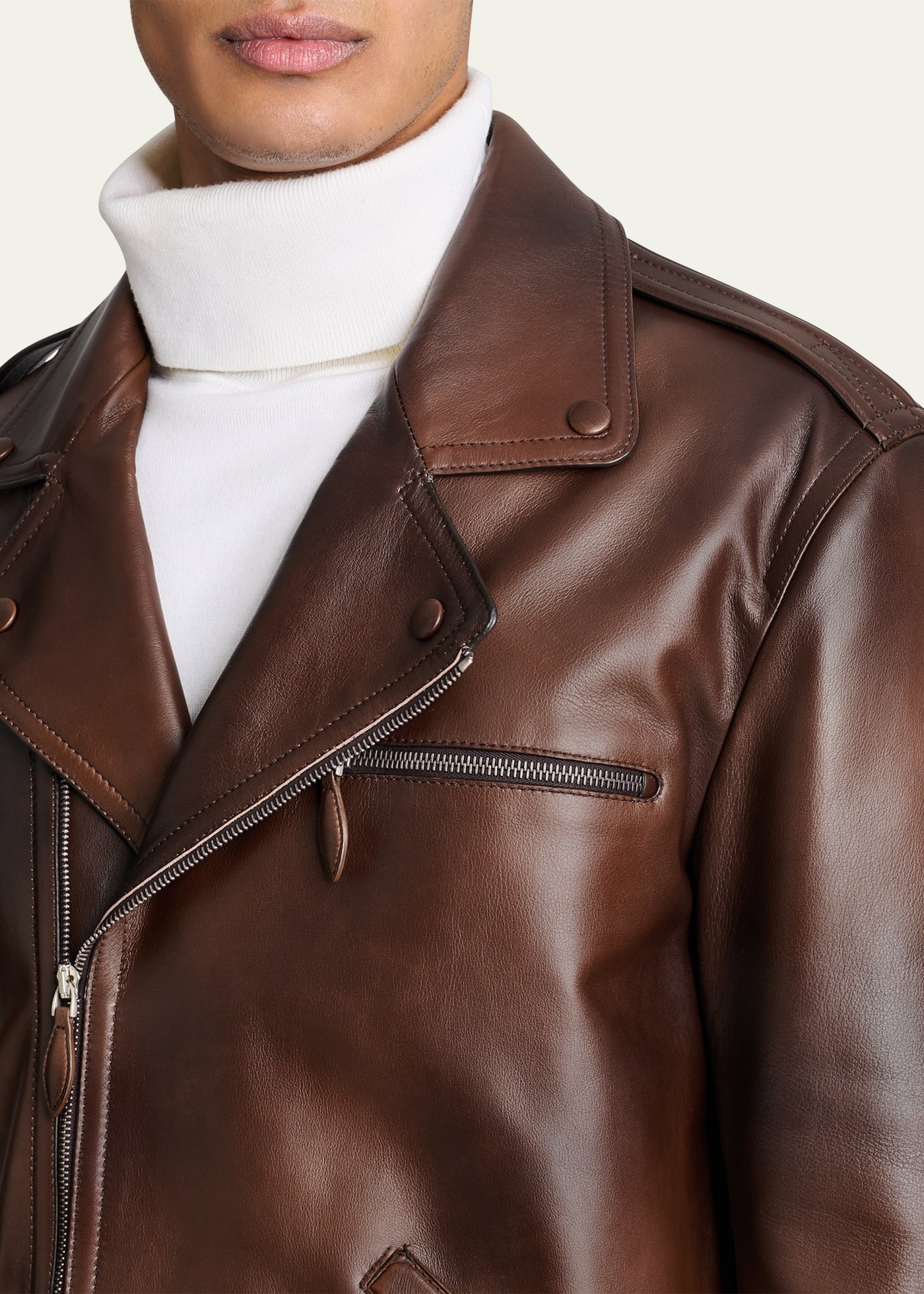 Men's Leather Moto Jacket - 5