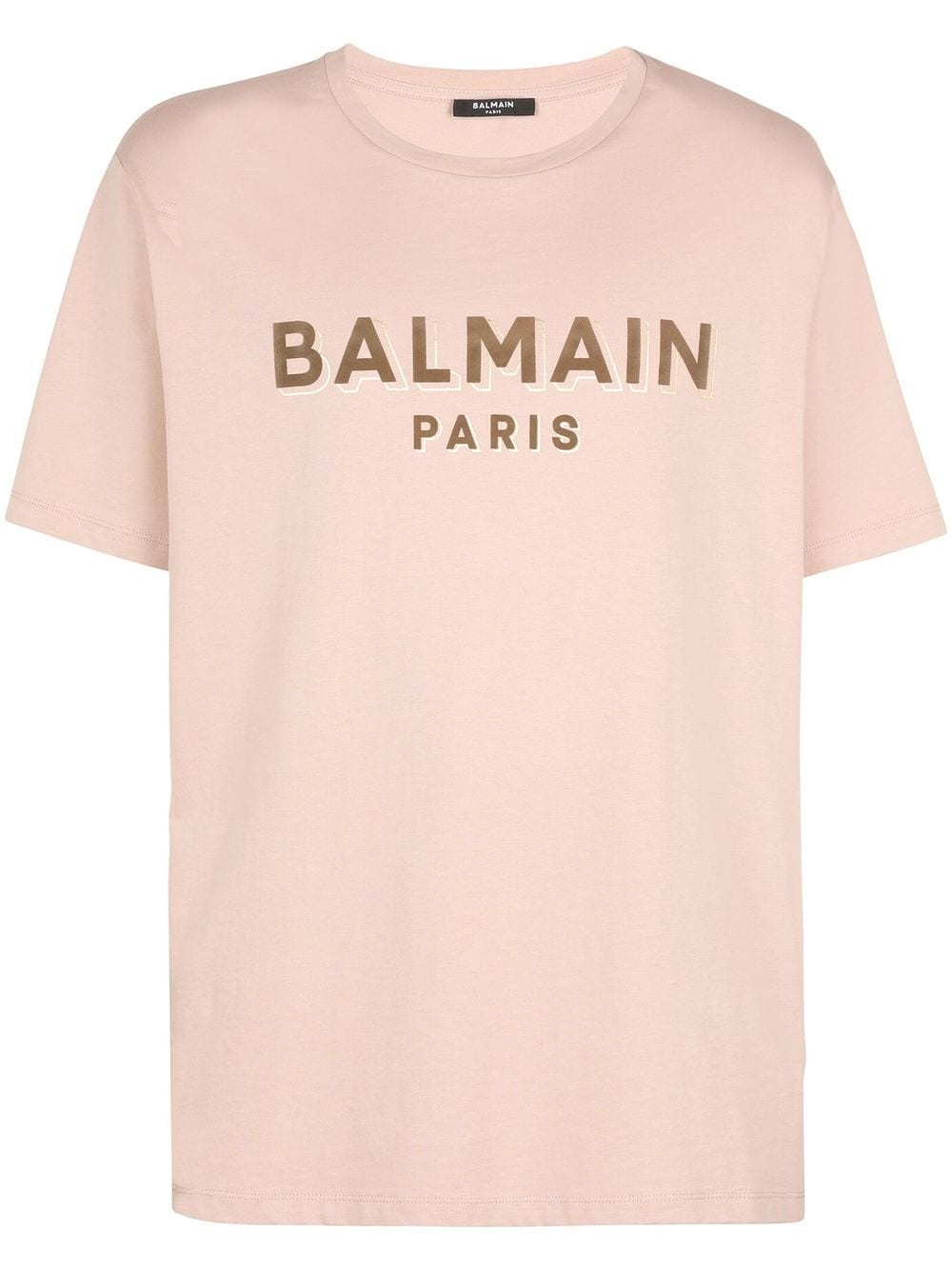 flocked-logo cotton T-shirt - 1