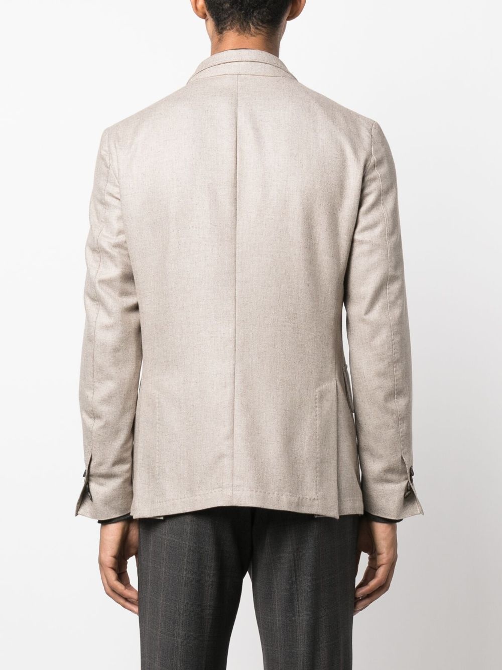 single breasted wool-blend blazer - 4