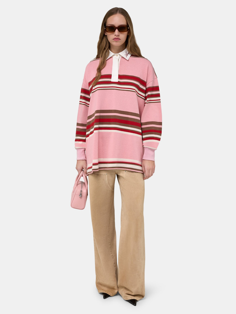 AMIRI WOMEN'S STRIPED OVERSIZED LONG SLEEVE POLO outlook