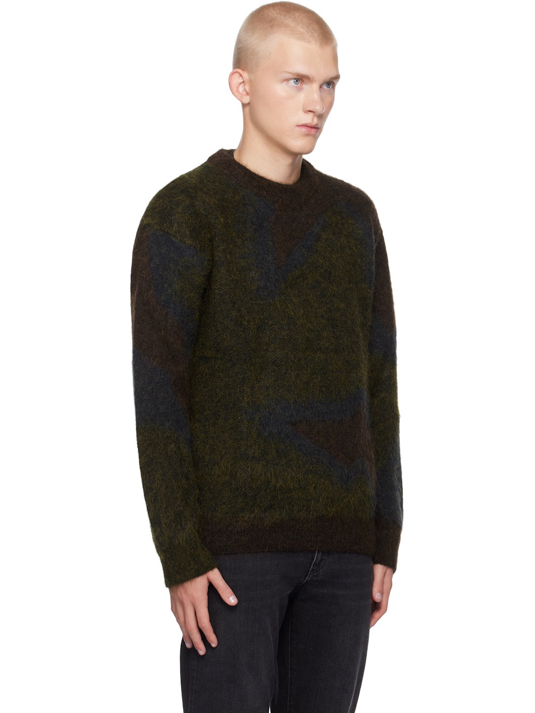 Green Photogram Leaves Mohair-Blend Sweater - 2
