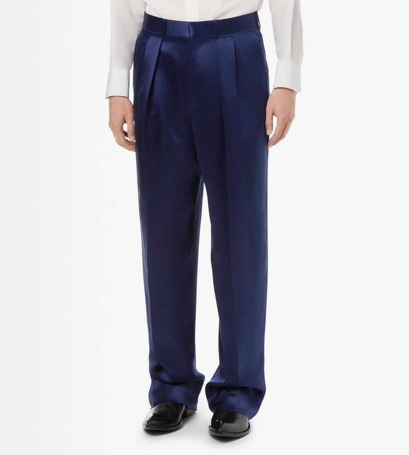 SILK VISCOSE SATIN POLKA DOT JACQUARD DOUBLE PLEAT PANT 3