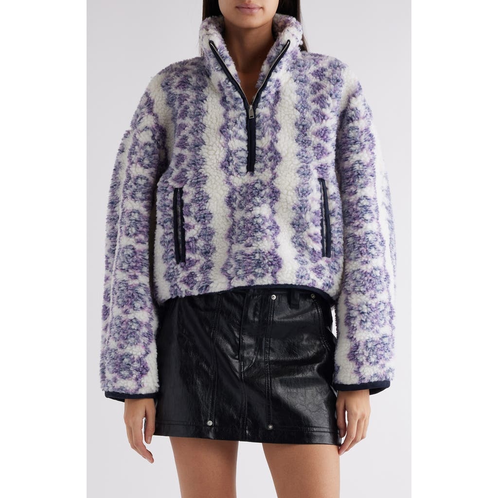 Isabel Marant Étoile Marie Faux Shearling Half Zip Pullover in Ecru/Purple at Nordstrom - 1