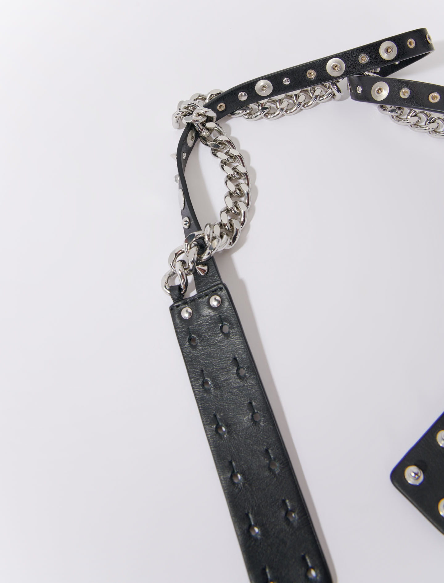 Double leather and chain belt - 3