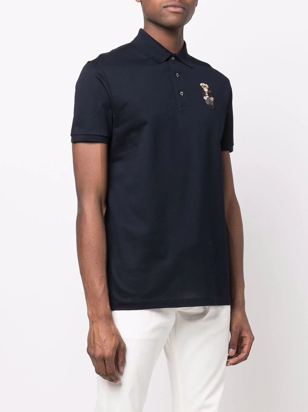 logo-embroidered cotton polo shirt - 3