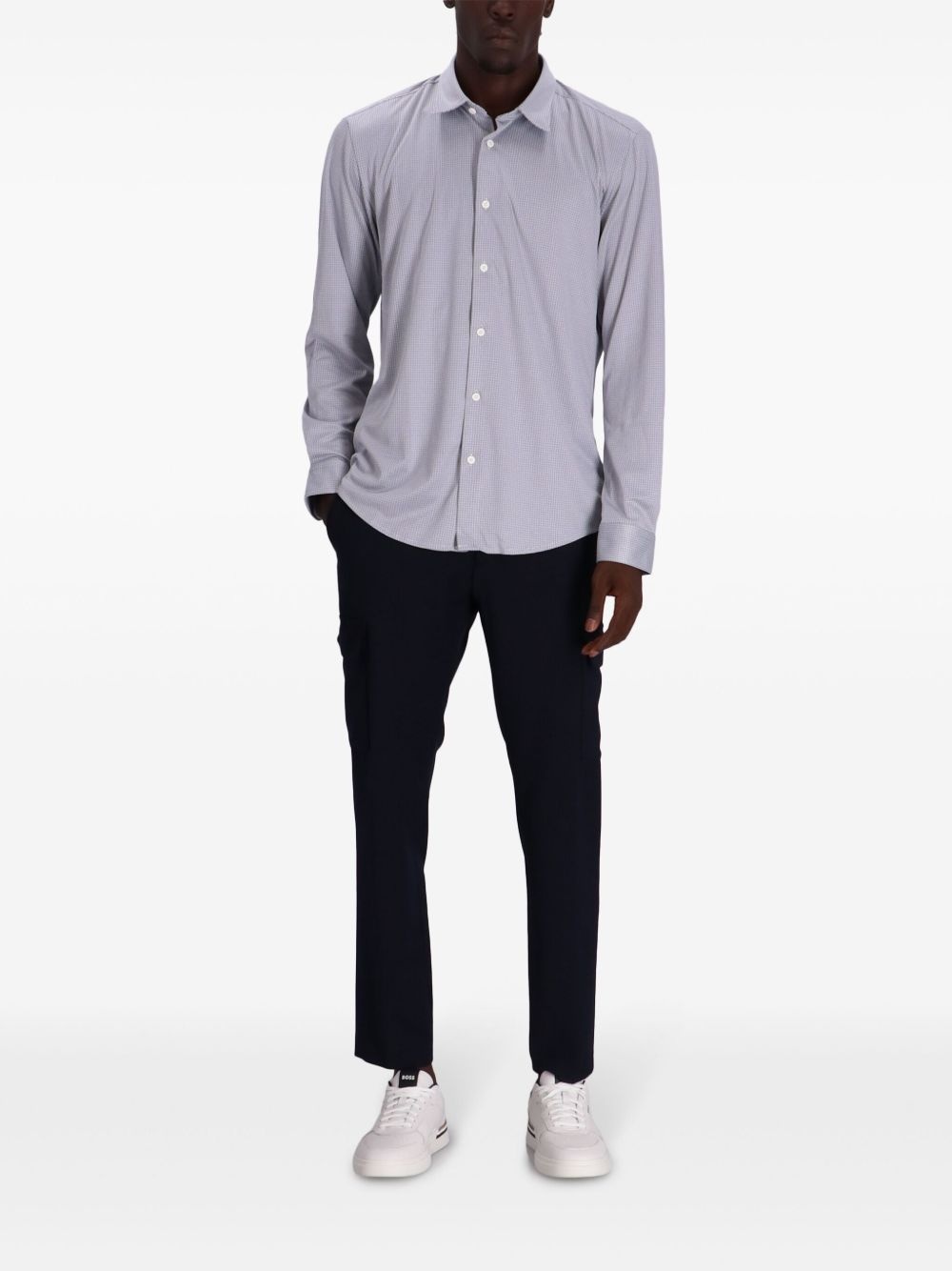 stretch-jersey micro-check shirt - 2