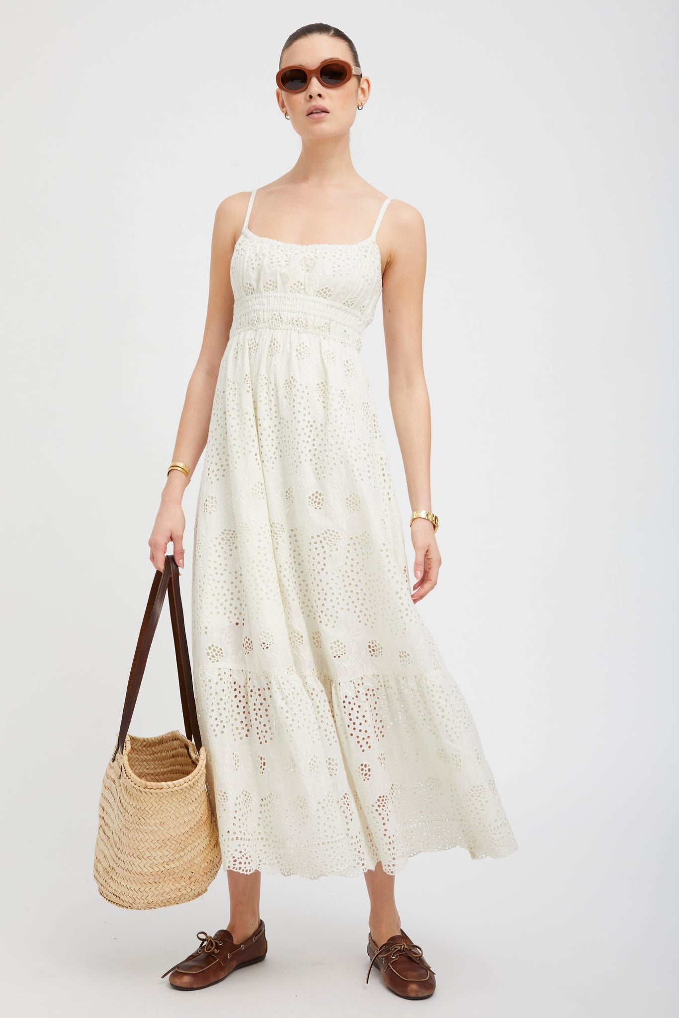 WHITE EYELET ALI MAXI DRESS - 3