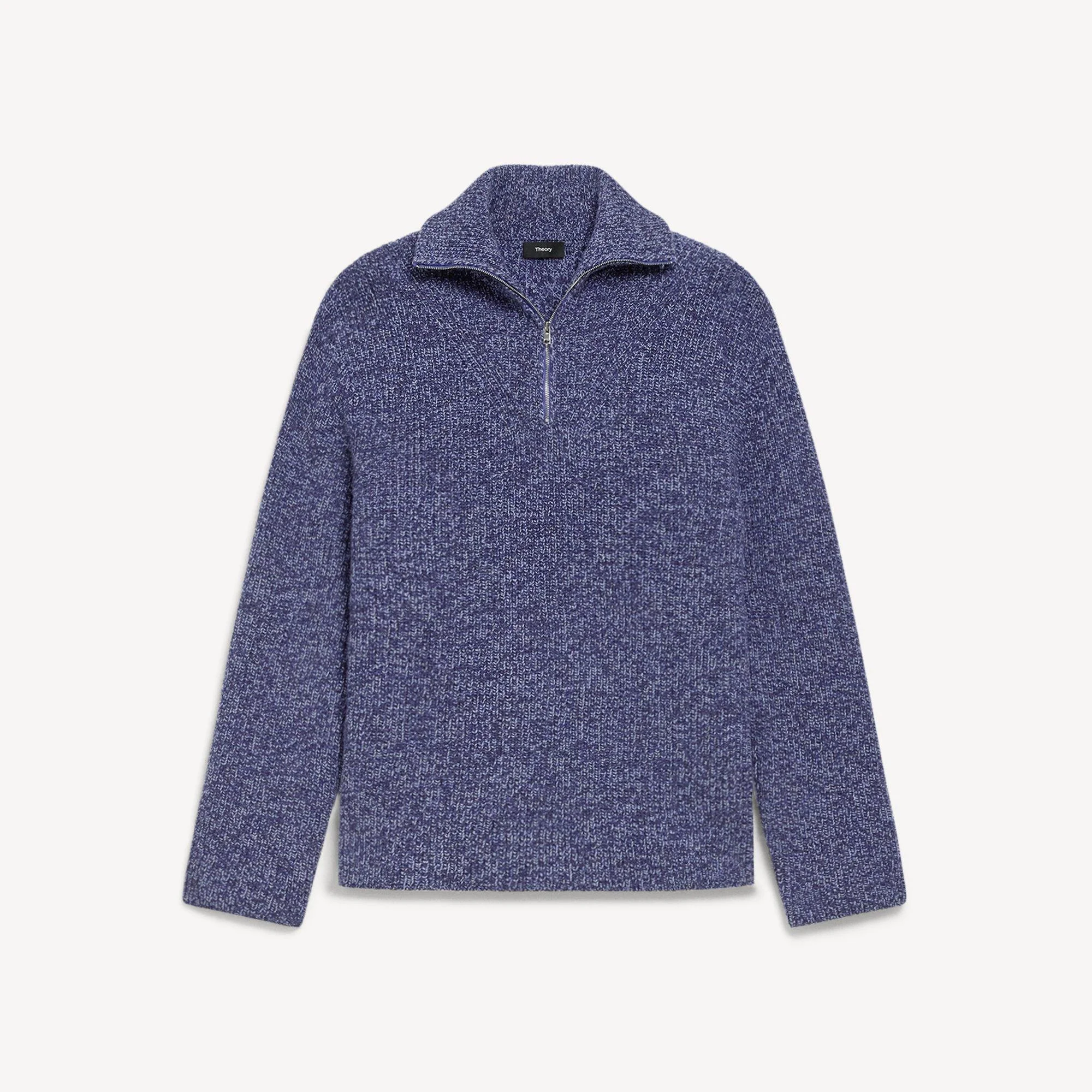 Turtleneck Quarter-Zip Sweater in Wool Bouclé Twist - 1