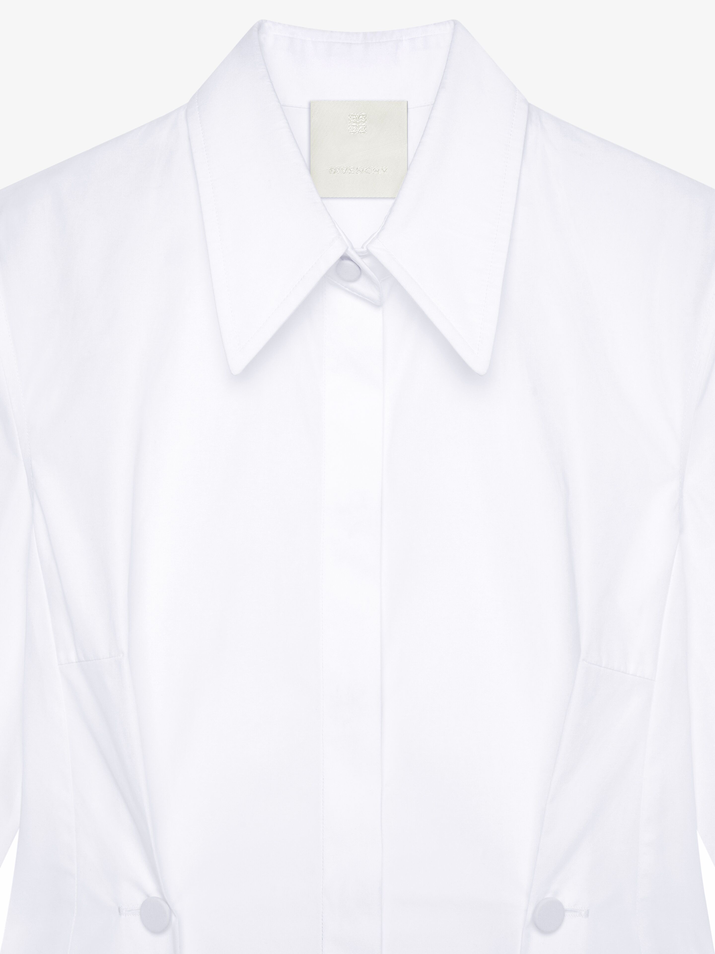 SHIRT IN POPLIN WITH BUTTONS AND PLEATED EFFECT - 5