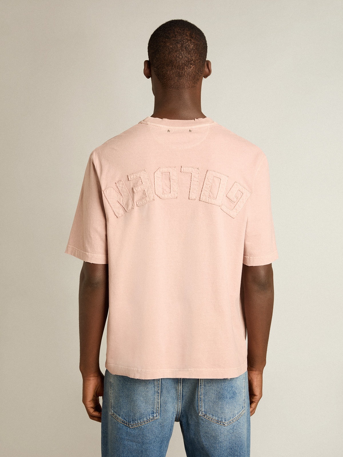 Powder-pink T-shirt with reverse logo on the back - Asian fit - 4