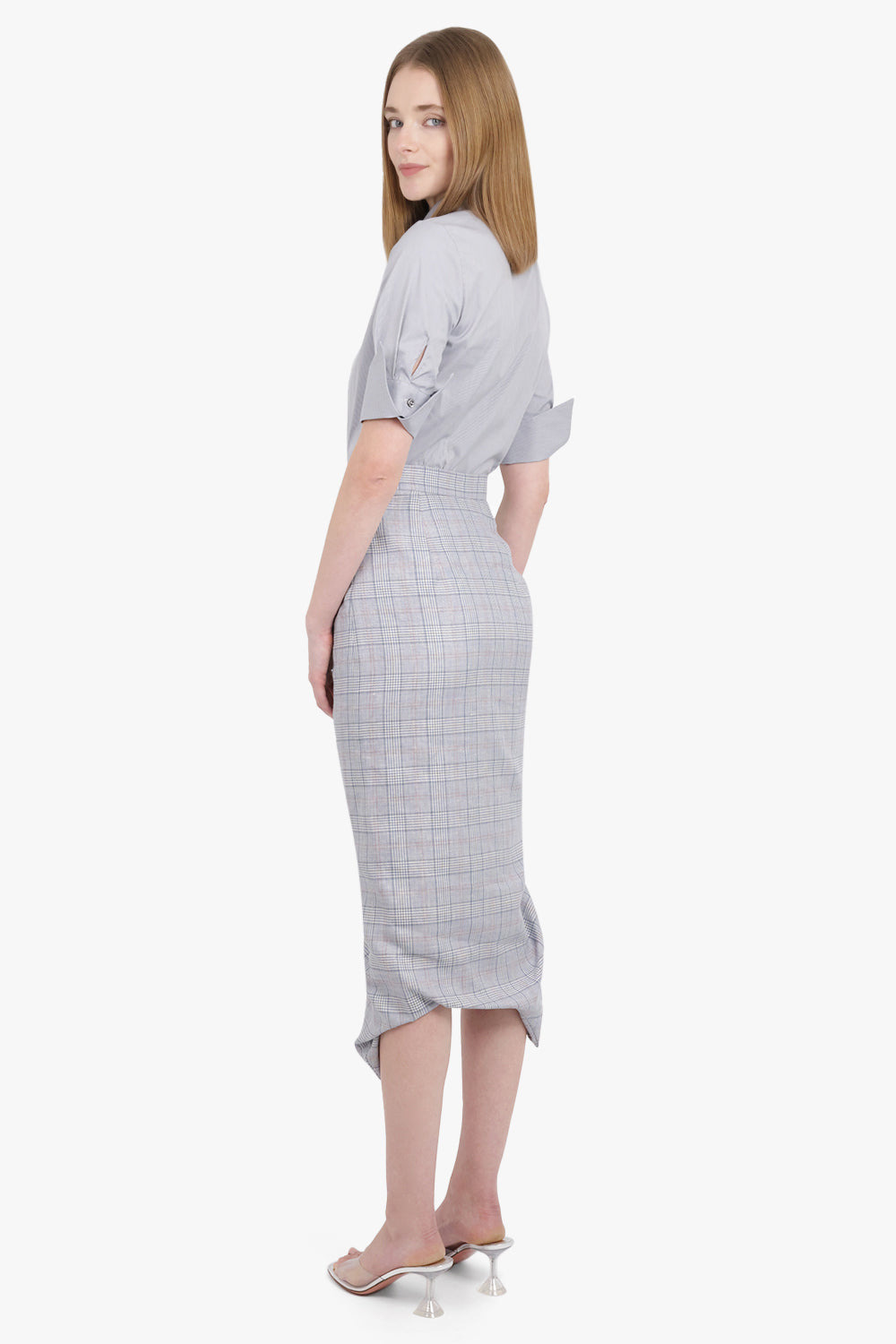 SIDE PANTHER PRINCE OF WALES CHECK PRINT SKIRT | GREY - 6