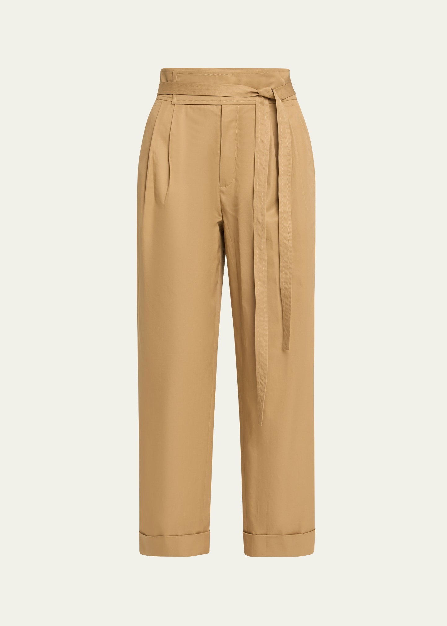 Pleated Paper Bag Tie-Waist Pants - 1