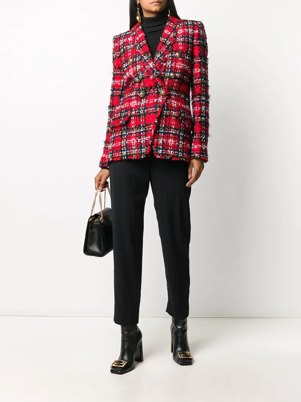 tartan tweed double-breasted blazer - 2