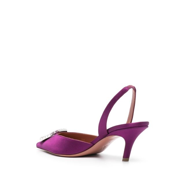 Purple satin Camelia slingbacks - 3