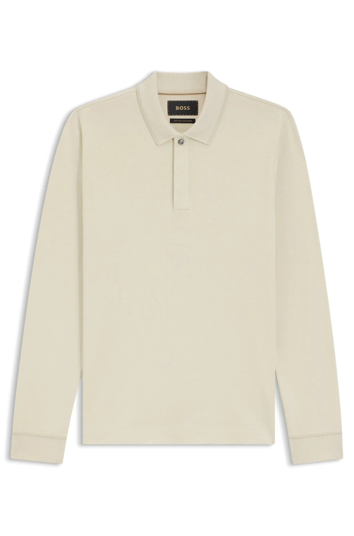 COVERED-PLACKET POLO SHIRT IN COTTON AND CASHMERE - 1