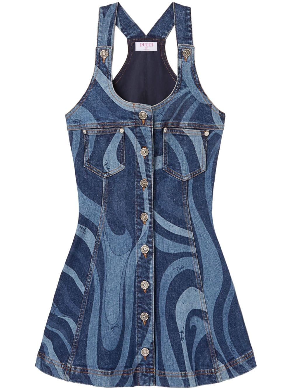 Marmo-print denim minidress - 1