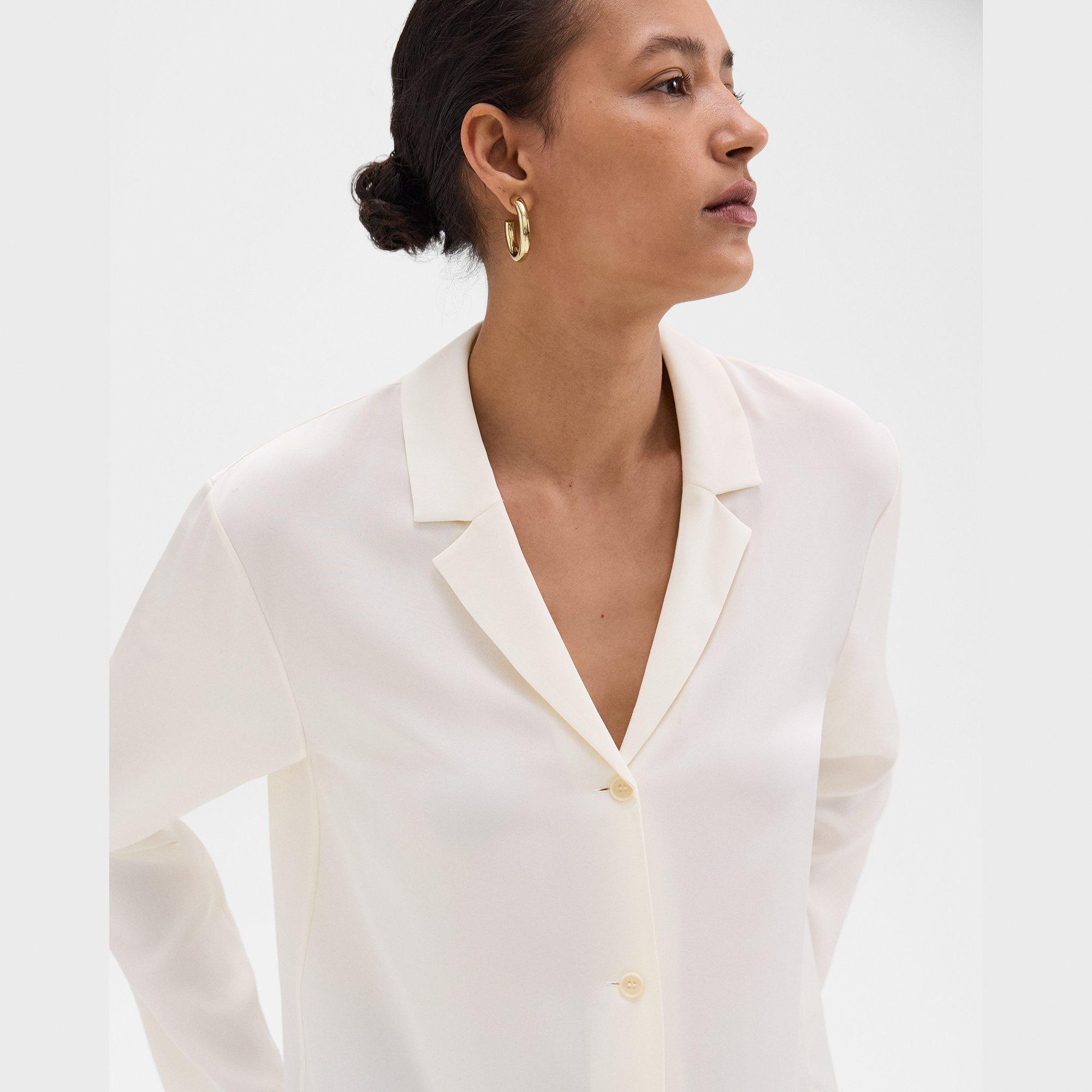 Notched Lapel Blouse in Silk Georgette - 5