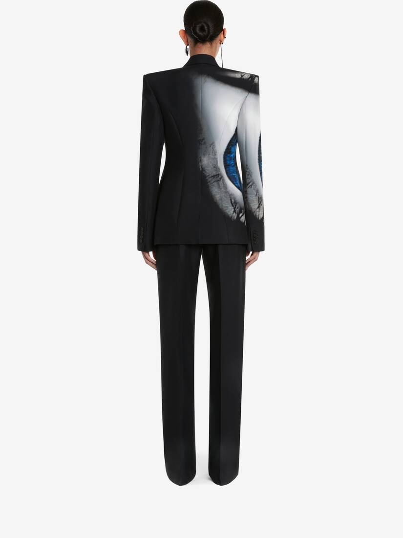 Women's Iris Double-breasted Jacket in Black/galactic Blue - 4