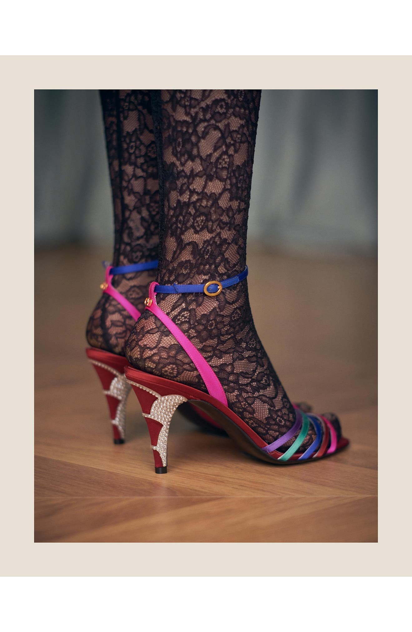 Valentino Garavani Ladycrush Ankle Strap Sandal in Multicolor/silver Shade at Nordstrom - 7
