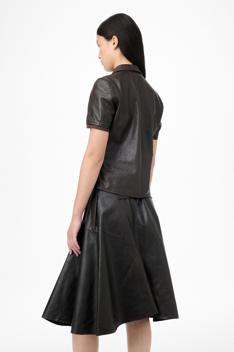 Leather Piquet Umber Brown Fluid Calfskin 4