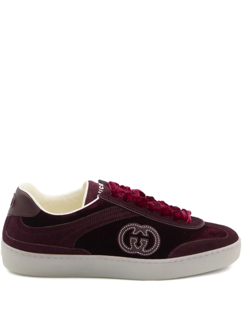 velvet-effect GG-logo sneakers - 1