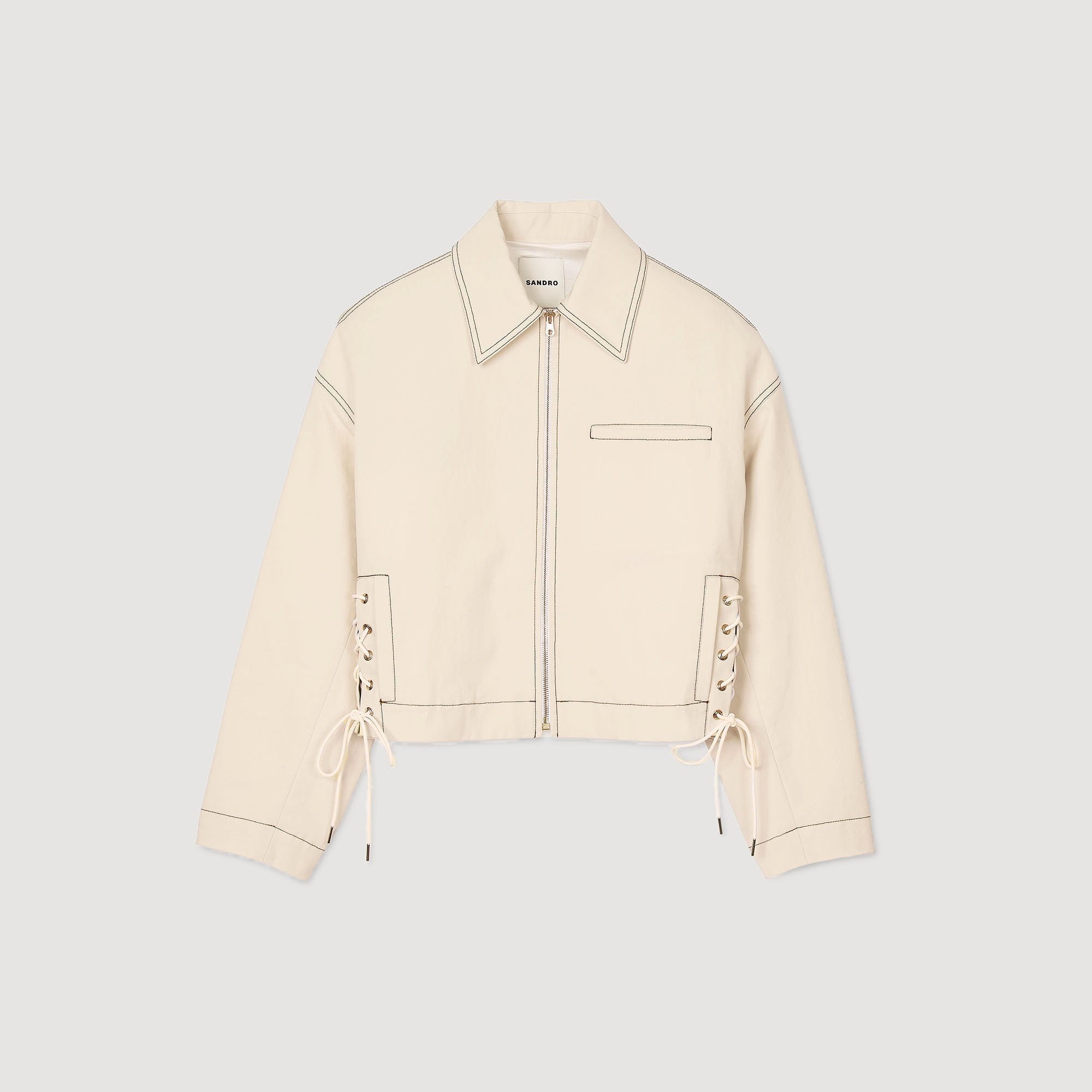DENIM LACE-UP JACKET - 6