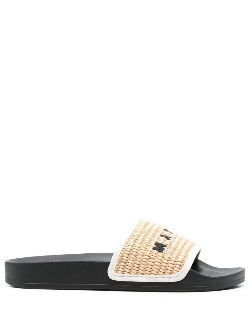 logo-print raffia pool sliders - 2
