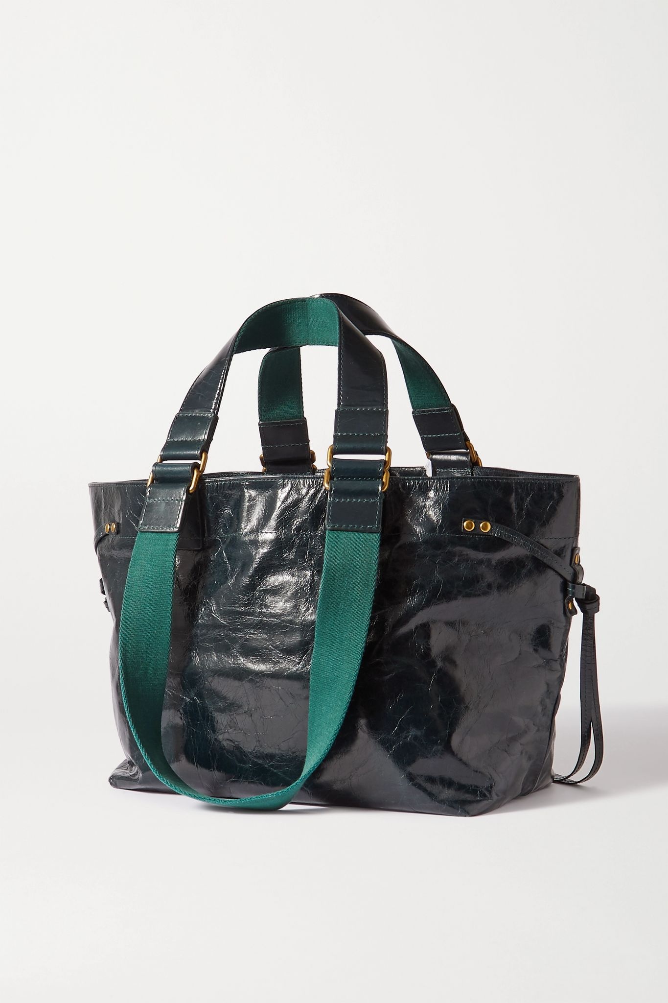 Bagya crinkled patent-leather and canvas tote - 3