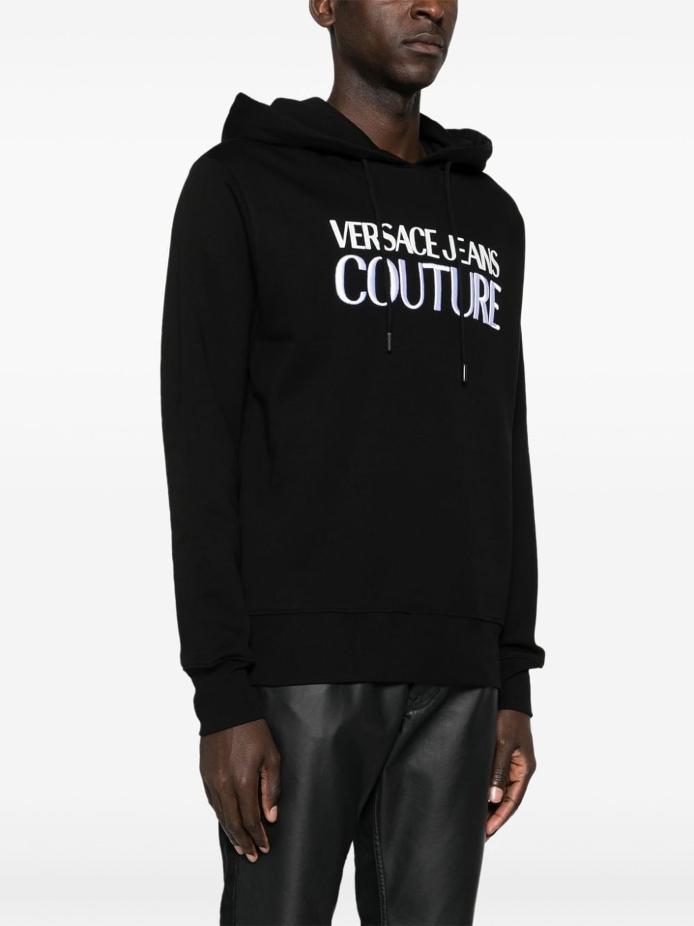 logo-embroidered cotton hoodie - 3