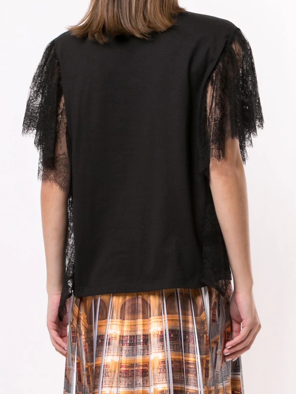 lace sleeves T-shirt - 4