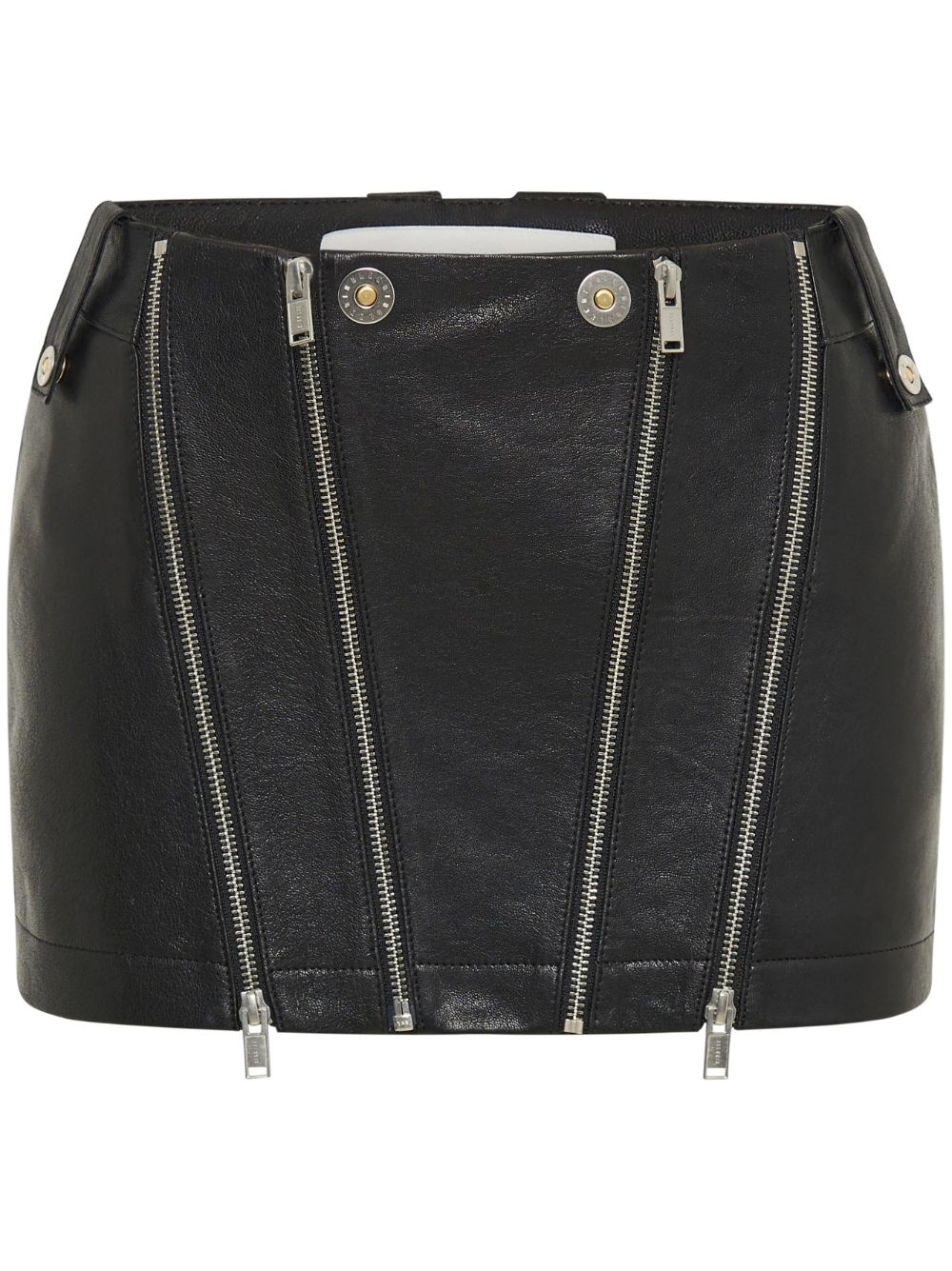 zip-detailing leather skirt - 1