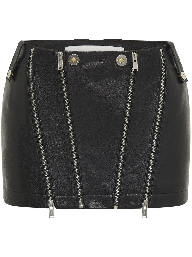 zip-detailing leather skirt 1