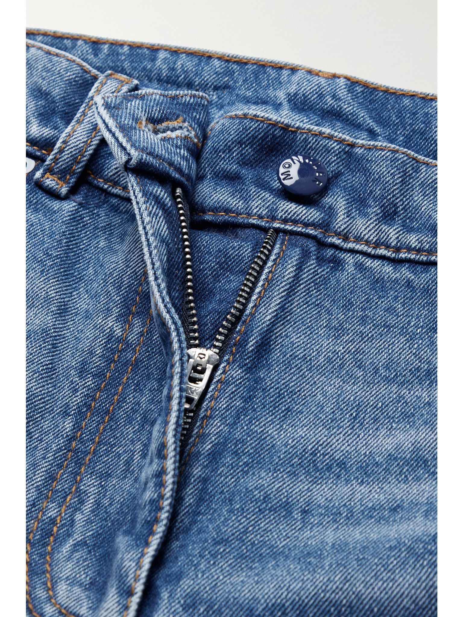 + 8 Palm Angels distressed high-rise straight-leg jeans Blue - 5