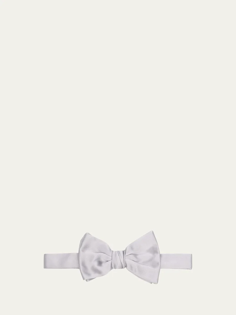 Men's Solid Silk Bow Tie - 1
