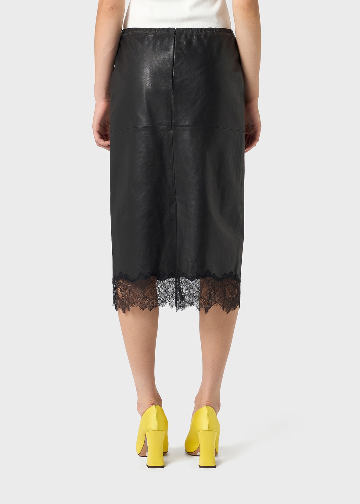 LEATHER SKIRT WITH LACE - 4