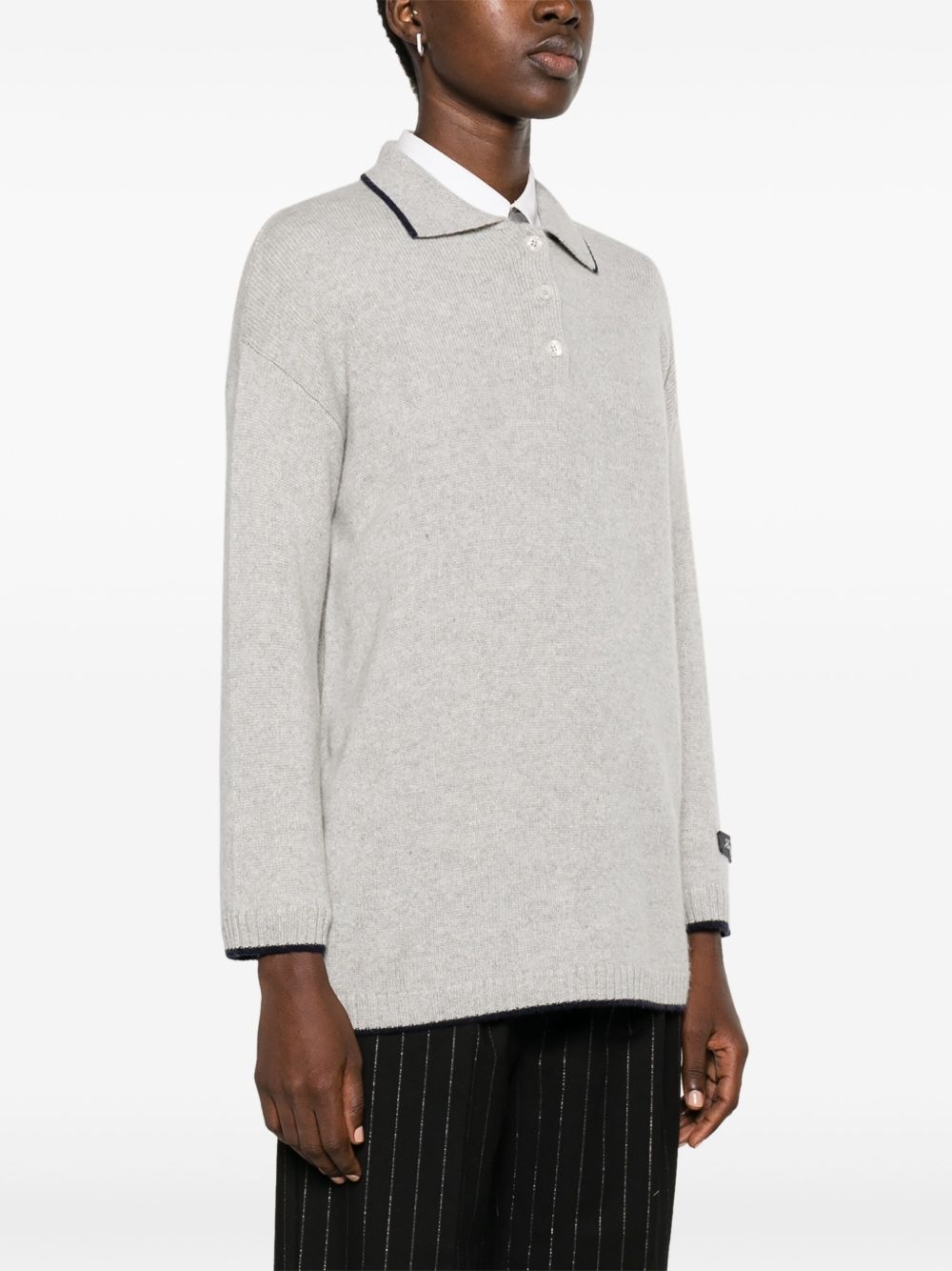 logo-embroidered cashmere jumper - 3