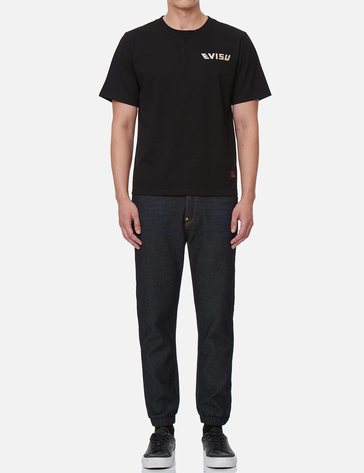 KAMON AND LOGO APPLIQUÉ DENIM JOGGER PANTS - 6