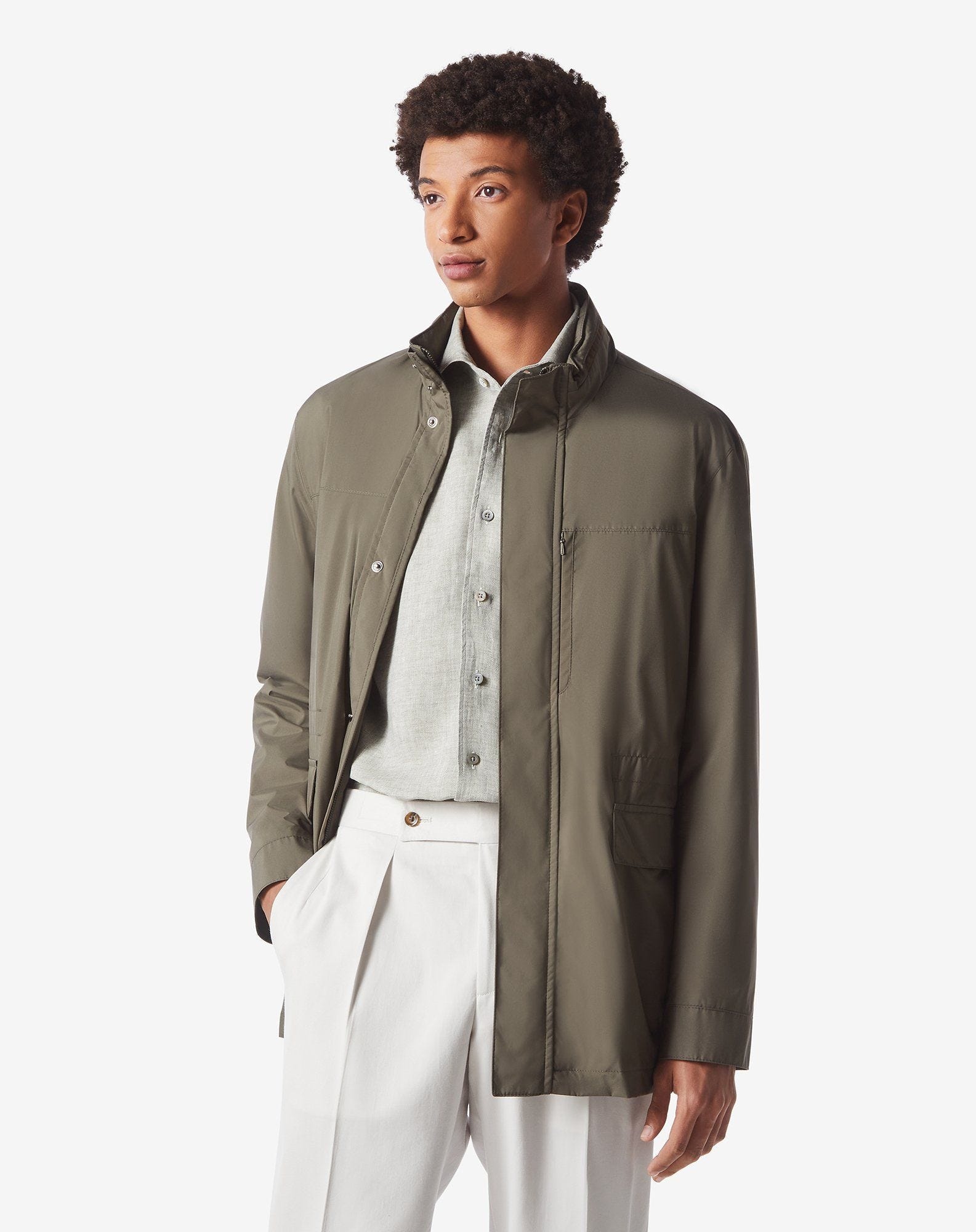 Green water-repellent fabric caban - 2