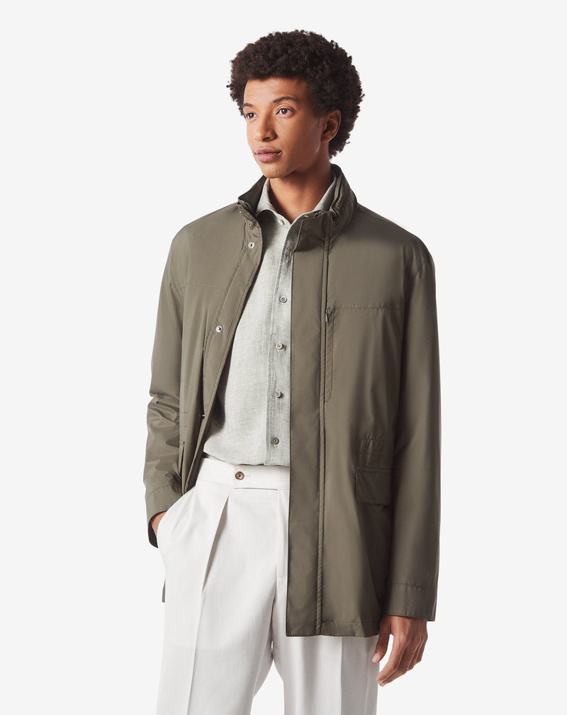 CORNELIANI Green water-repellent fabric caban outlook