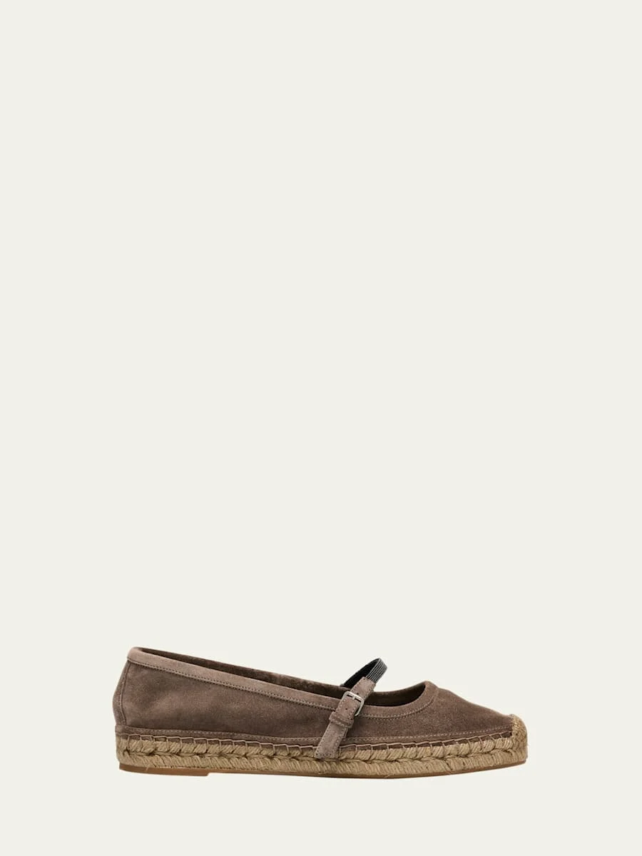 Suede Mary Jane Espadrilles - 1