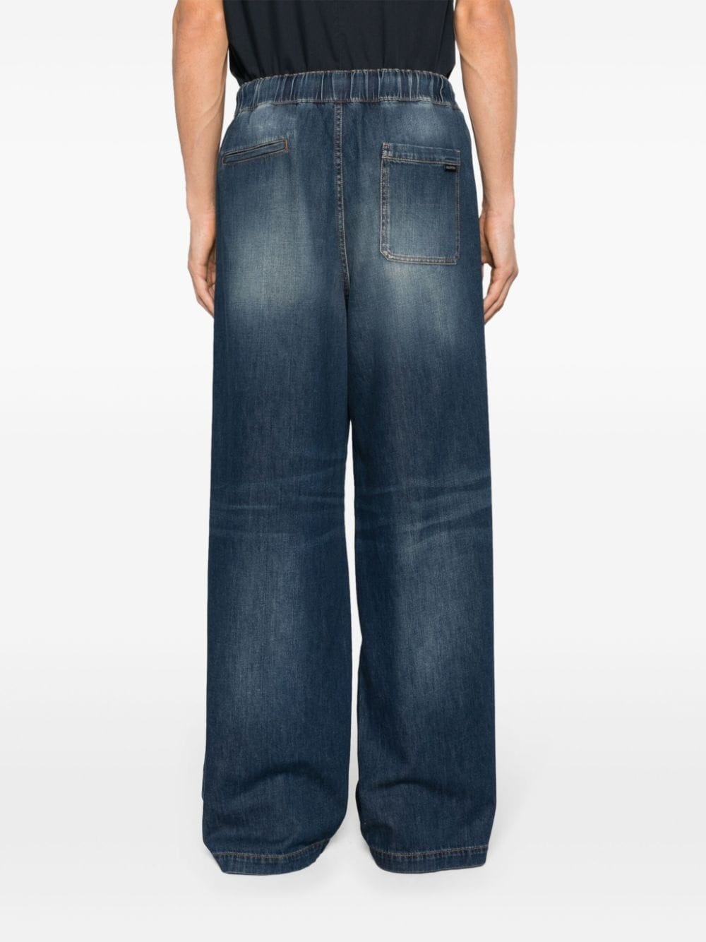 elasticated-waist wide-leg jeans - 4